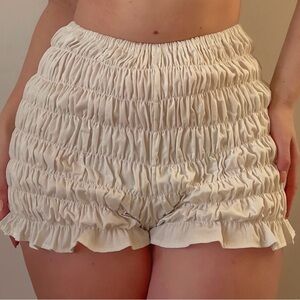Women's Cream Ruffled Bloomers